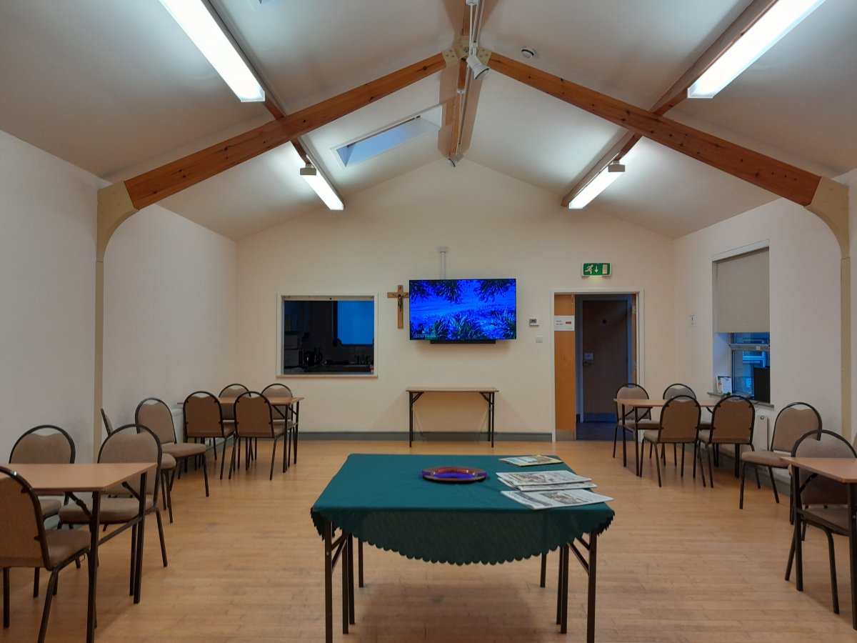 Inside St Joseph church hall