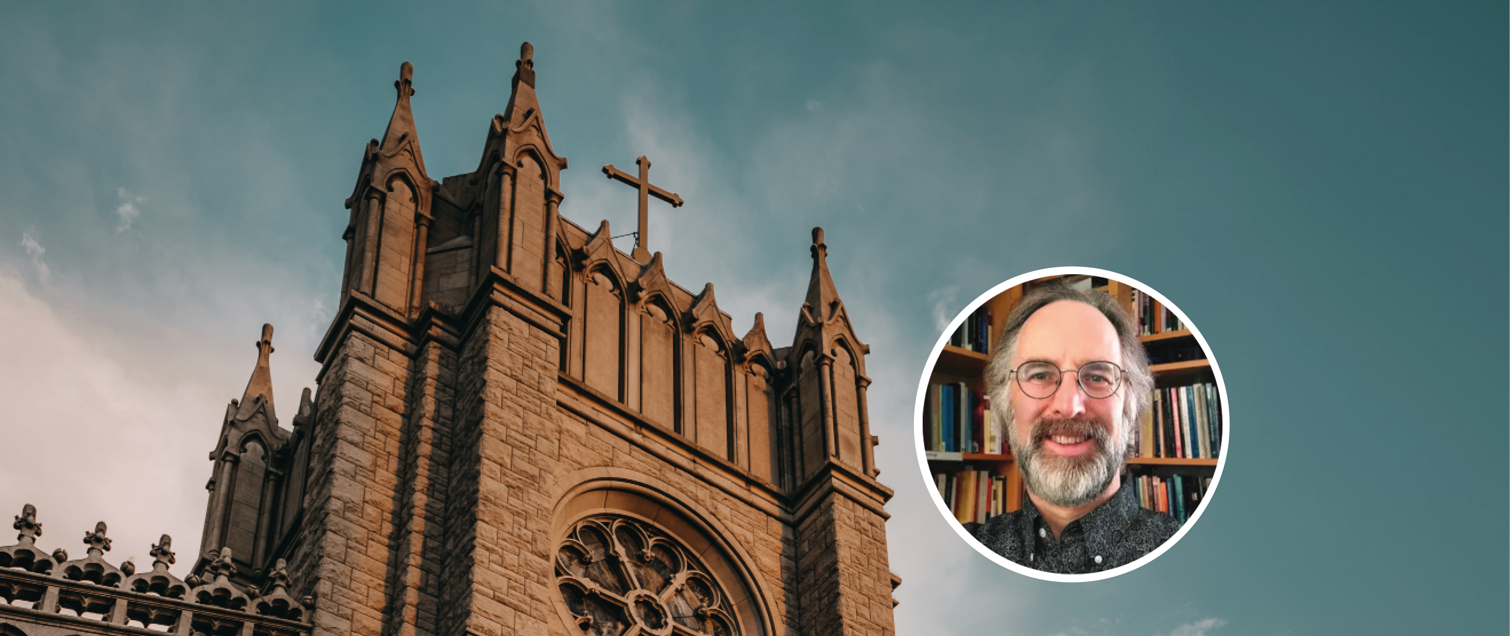 Dr Greg Ryan with church in background